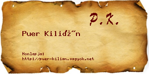 Puer Kilián névjegykártya